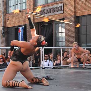 A burlesque performance with fire dancing in San Francisco